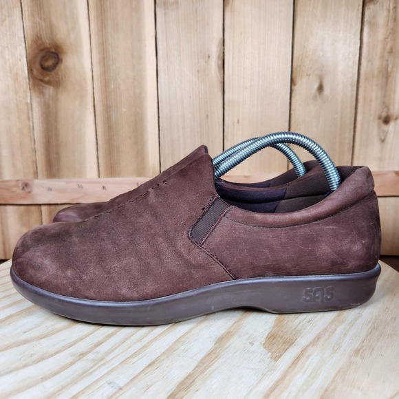 SAS Viva Slip On Loafer Shoes Womens 10 M Brown Suede Comfort Tripad USA - Picture 1 of 10